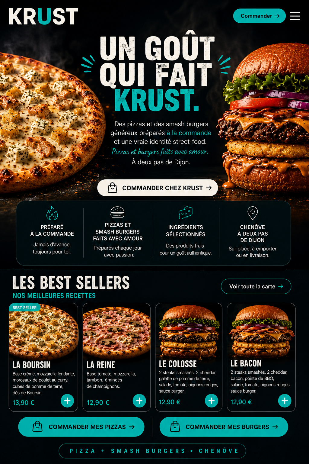 KRUST Pizza & Burgers — pizzas et smash burgers à Chenôve
